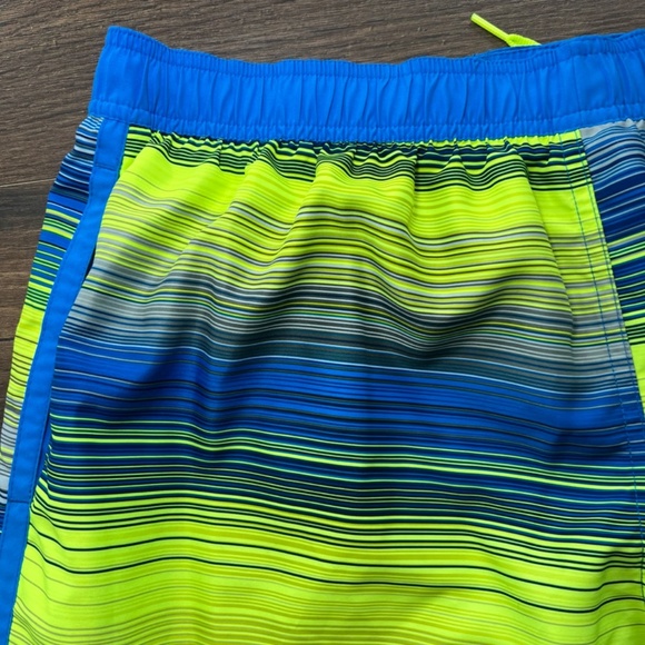 Nike Men's Cargo Swim Trunks Blue Yellow Pocket Lined Drawstring Surf Shorts XL - Picture 9 of 13